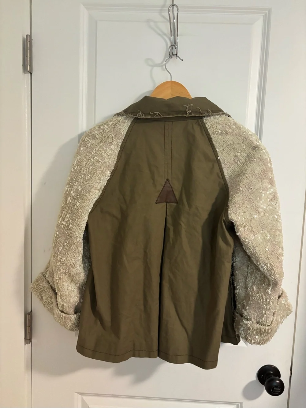 ANTHROPOLOGIE Hei Hei Sequin Sleeve Military Jacket Size Medium